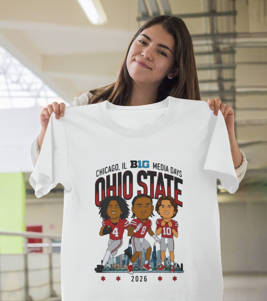 Ohio State Buckeyes Chicago IL B1G Media Days 2026 Caricatures T-Shirt