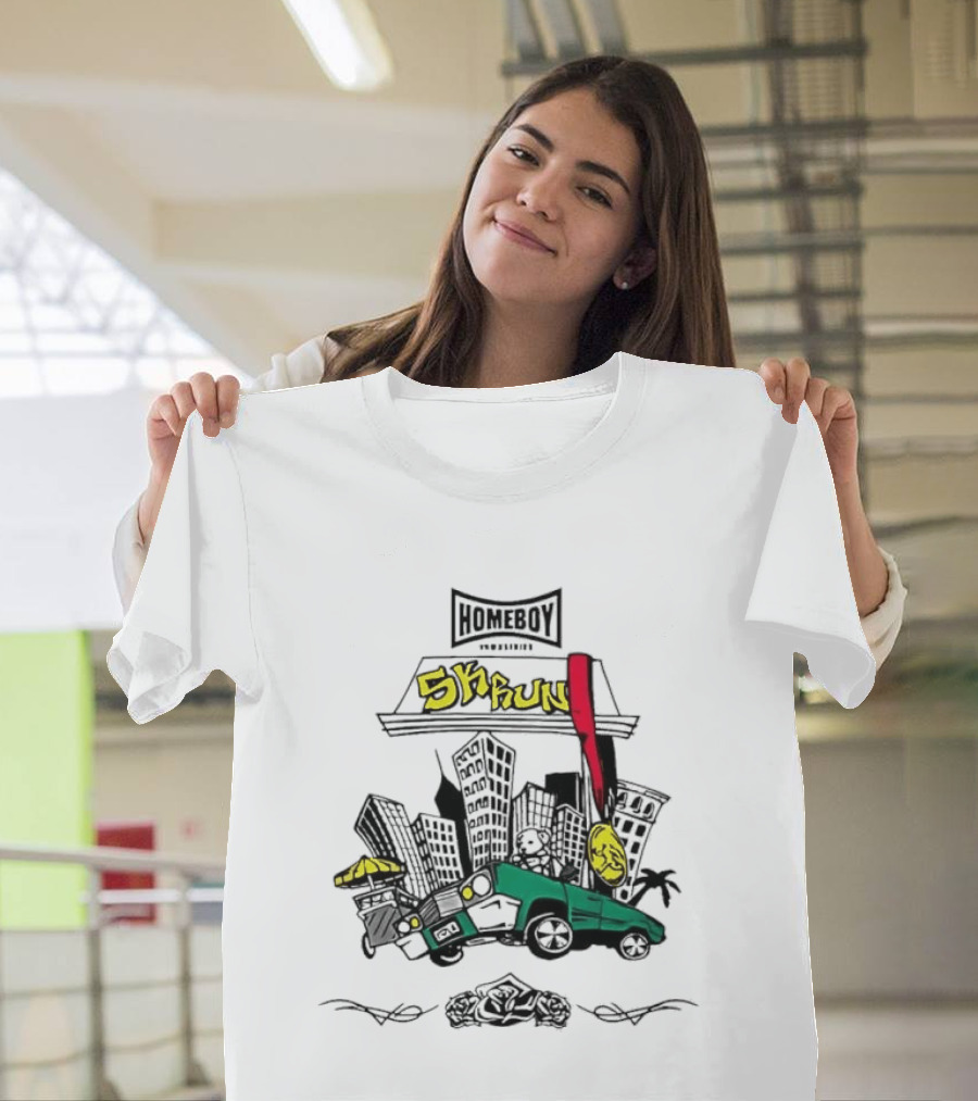 Homeboy Skrun Teddy Bear Driving City 5k Run Streetwear Adventure T-Shirt