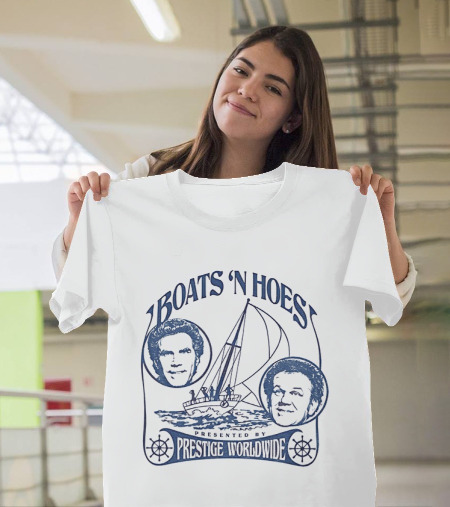 Boats 'N Hoes Presented By Prestige Worldwide Step Brothers Faces Sailboat T-Shirt