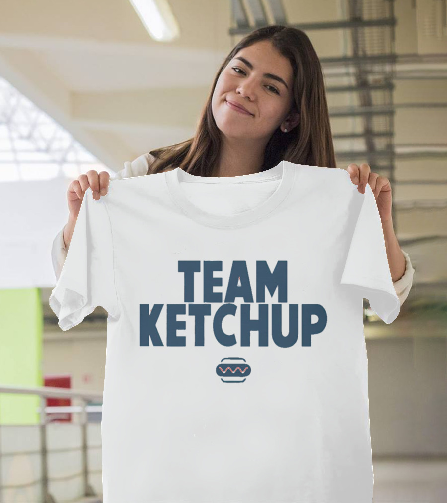 Team Ketchup Hot Dog Wavy Line T-Shirt