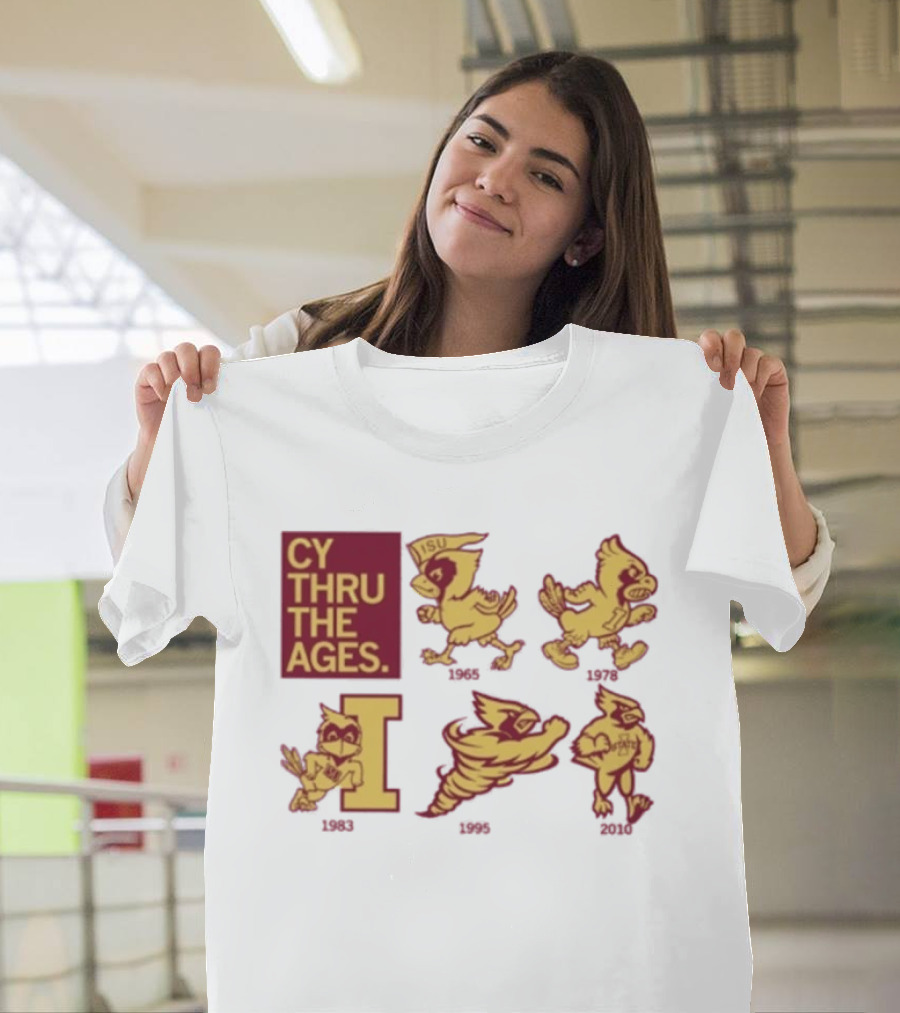 Iowa State Cyclones CY Thru The Ages Mascot Evolution Logos 1954 1972 1995 2008 T-Shirt