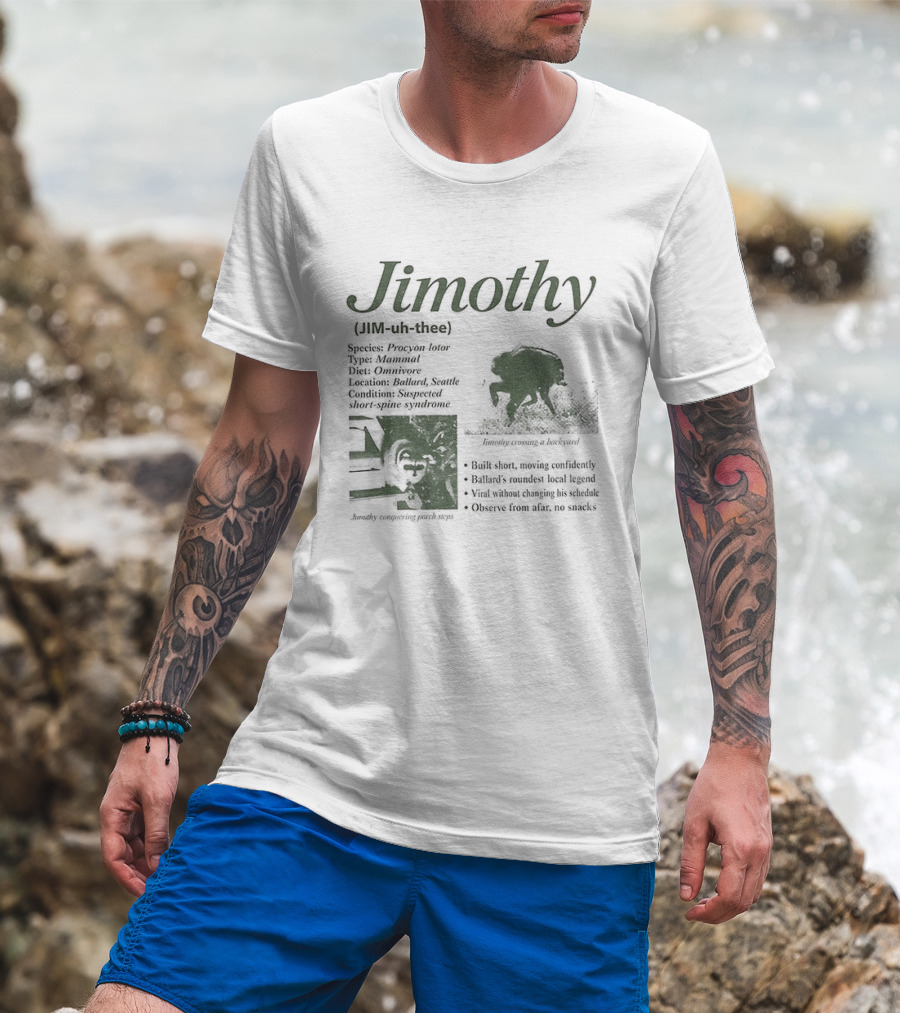 Jimothy Raccoon Species Procyon Lotor Mammal Omnivore Eating Everything Curious Nocturnal Raider T-Shirt