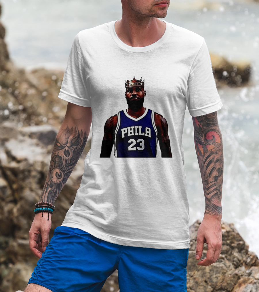 LeBron James Crown PHILA 23 Jersey Philadelphia 76ers Basketball T-Shirt