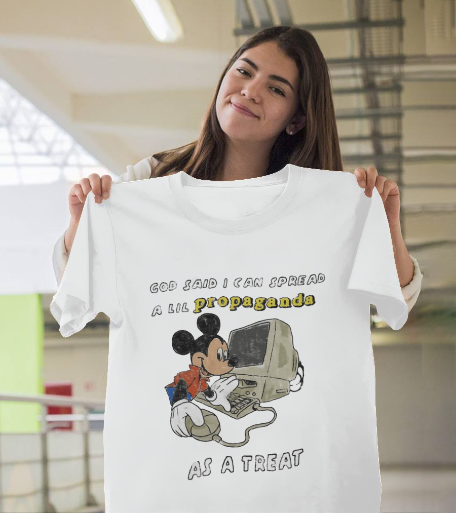 God Said I Can Spread A Lil Propaganda As A Treat Mickey Mouse Vintage Computer T-Shirt