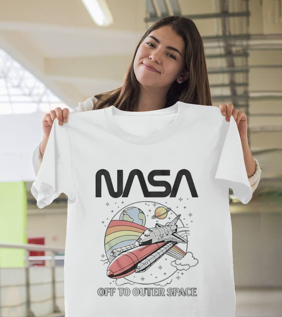 NASA Off To Outer Space Rainbow Planet Shuttle Adventure T-Shirt
