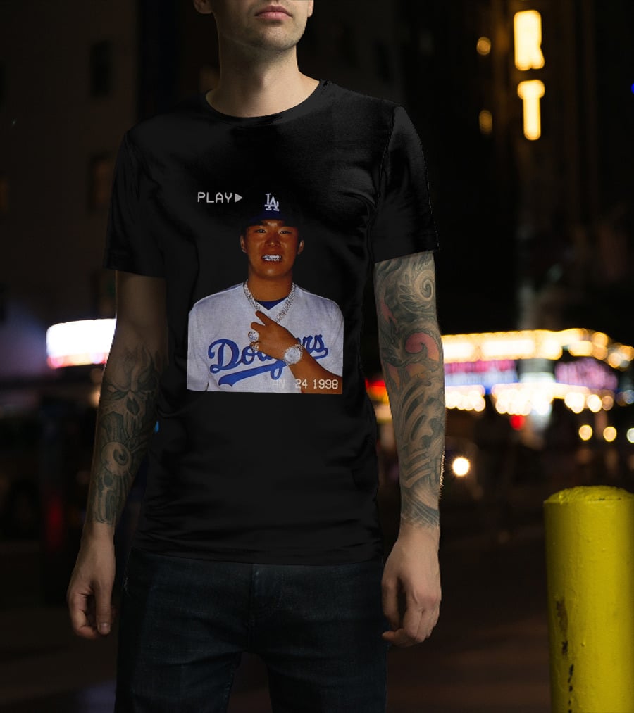 90s Yoshinobu Yamamoto Bootleg Rap Dodgers LA Jan 24 1998 T-Shirt