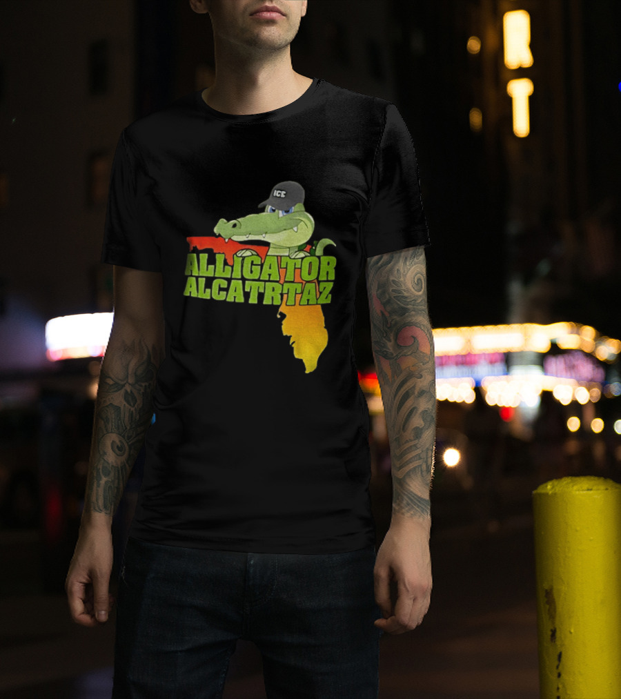 Alligator Alcatraz ICC Ice Cap Florida Map T-Shirt
