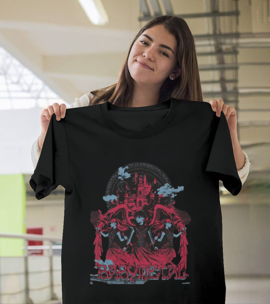Babymetal Kingslayer Team Babymetal Corps Red Gothic Angels And Castle T-Shirt