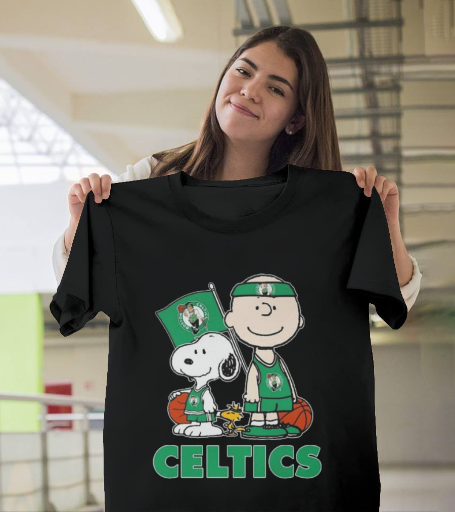 Boston Celtics Snoopy Charlie Brown Peanuts Friends Basketball 2024 T-Shirt