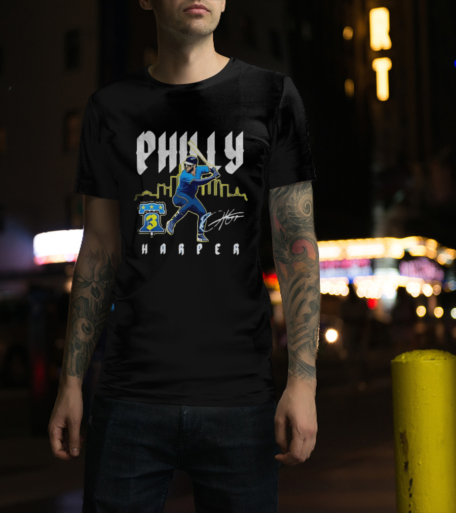 Philly Harper Bryce Philadelphia Phillies City Connect Player MLB Skyline T-Shirt