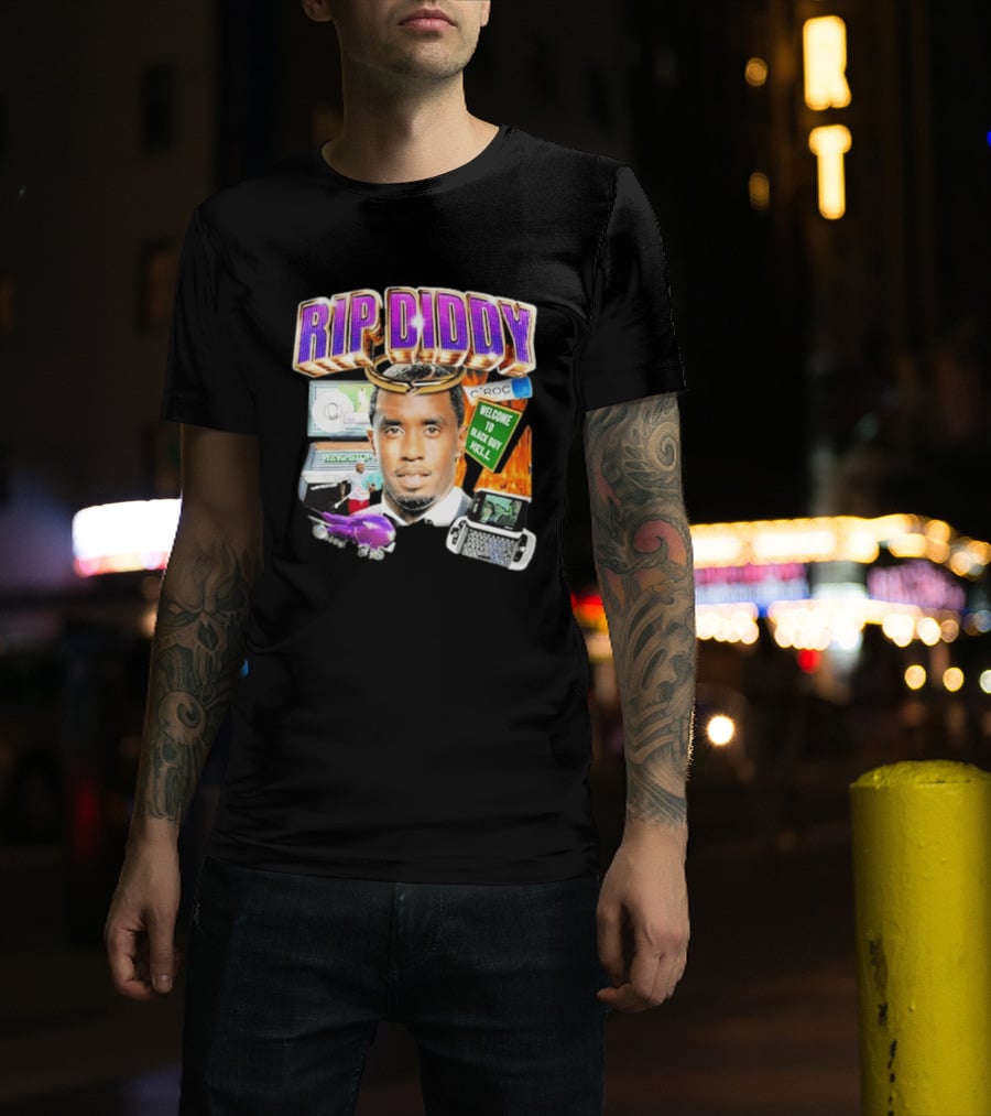 Sam Hyde Rip Diddy Welcome To Black Guy Hell Ciroc Wings 09 Typewriter T-Shirt