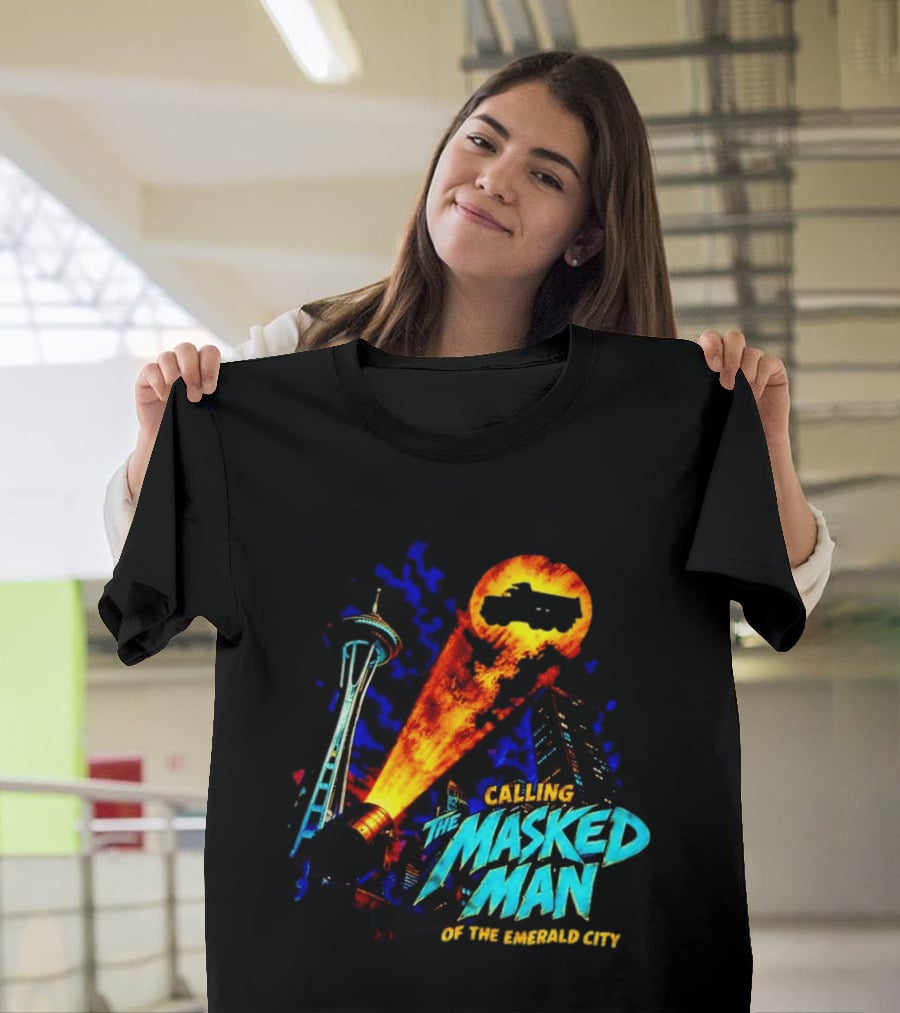 Calling The Masked Man Emerald City Space Needle T-Shirt