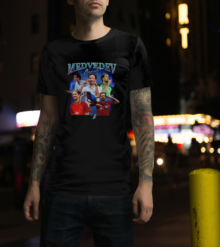 Medvedev Daniil Tennis Champion Dynamic Action Montage T-Shirt