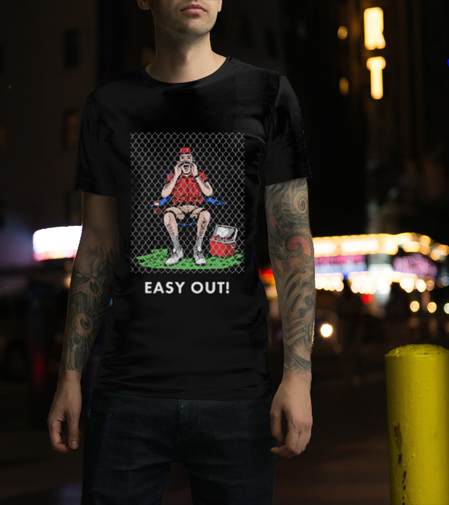 Easy Out Umpire Sitting Behind Chain Link Fence T-Shirt