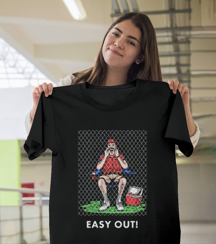Easy Out Umpire Sitting Behind Chain Link Fence T-Shirt