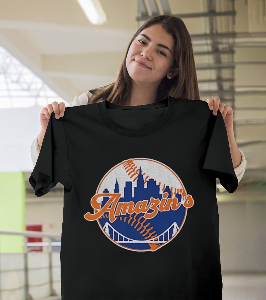 New York Mets Amazin's Skyline Baseball Bridge T-Shirt