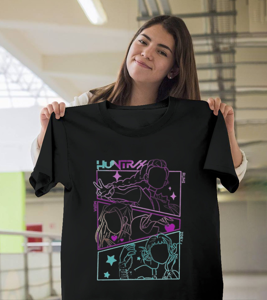 Huntrix Girls Kpop Demon Hunters Neon Manga T-Shirt