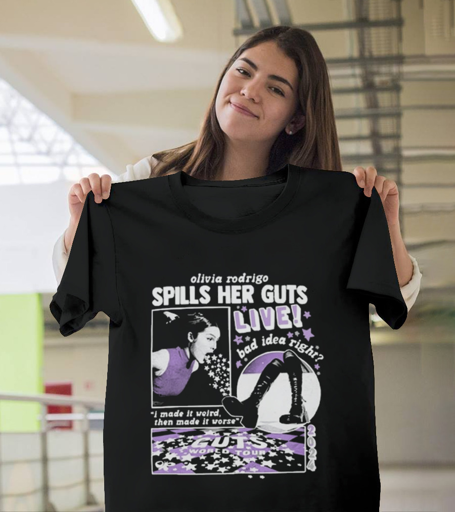 Olivia Rodrigo Spills Her Guts Live World Tour 2023 Bad Idea Right? T-Shirt