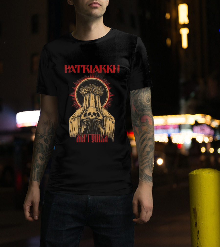 Patriarkh Matushka Skeleton Halo Floral Hooded Figure T-Shirt