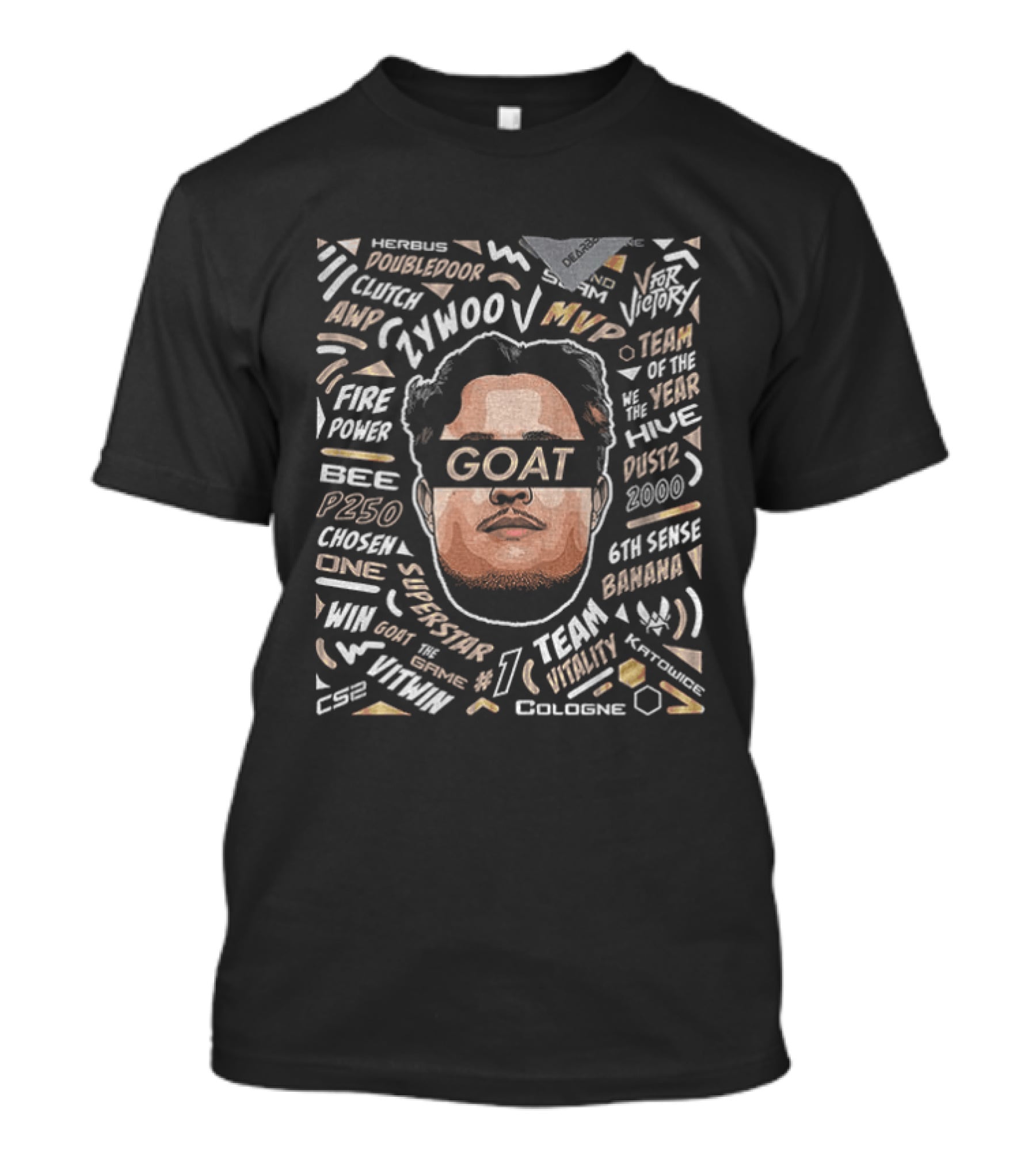 Zywoo Goat Team Vitality MVP Sixth Sense Headshot Clutch Key P250 Powersports T-Shirt