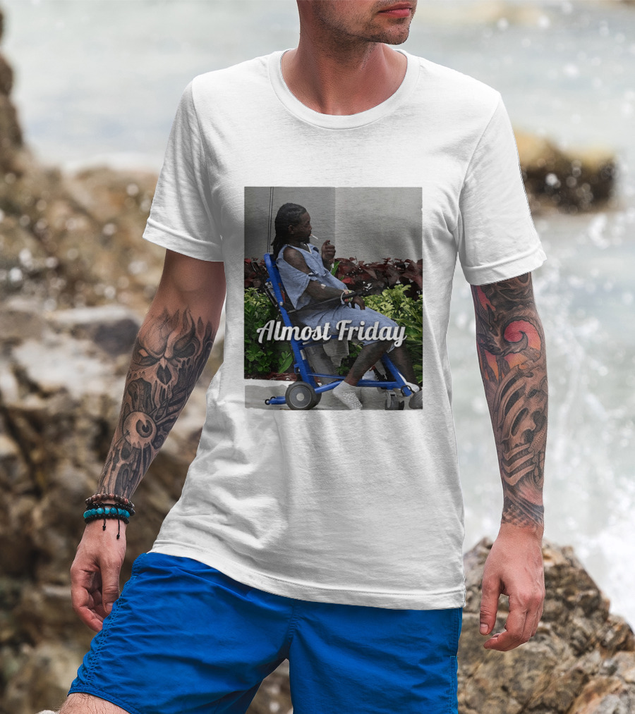Almost Friday Offset Cigarette Wheelchair Vibes T-Shirt