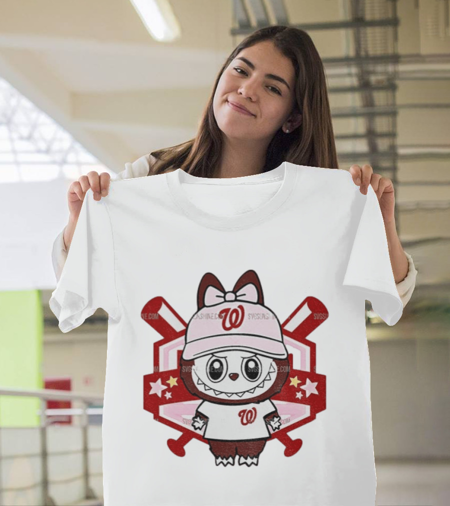 Baseball Girl Labubu Washington Nationals 2025 MLB Team Fan T-Shirt