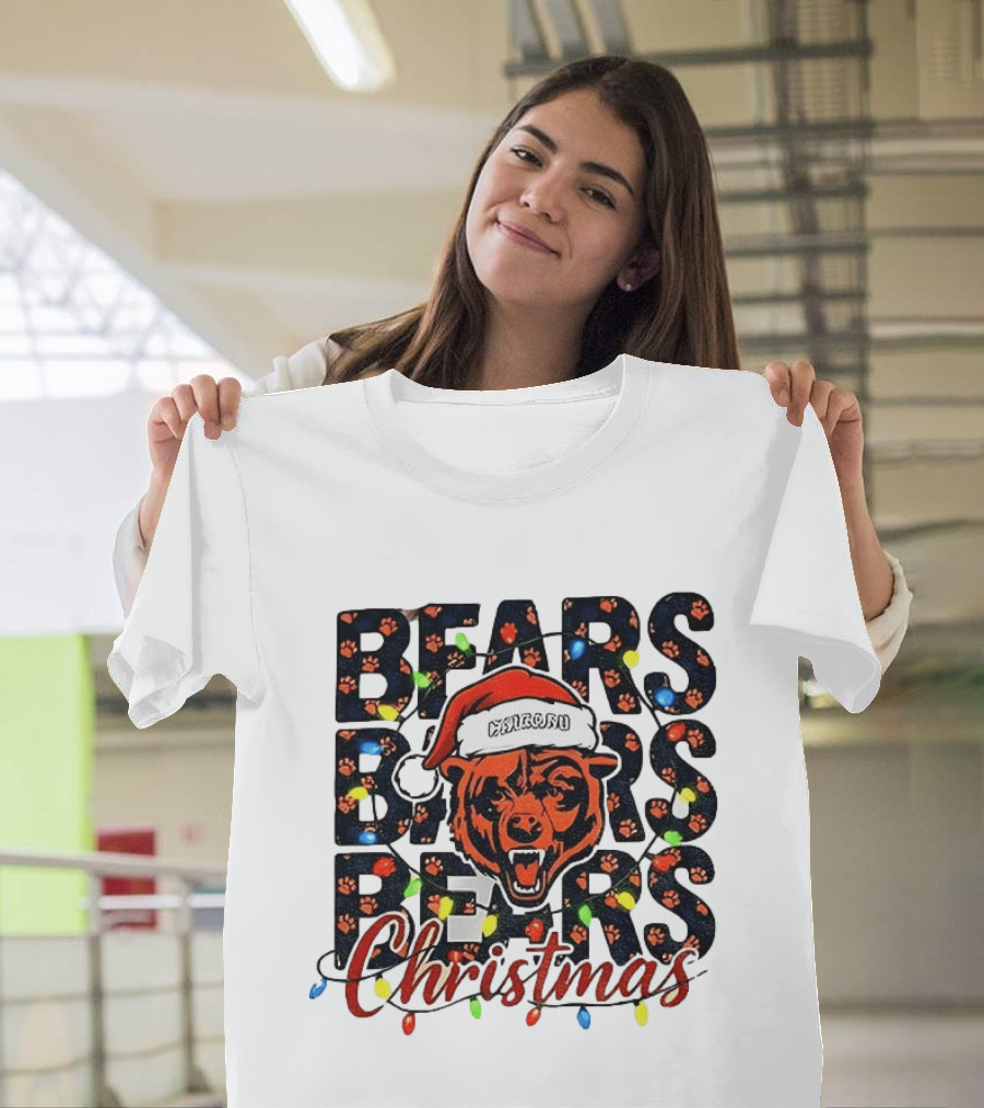 Bears Christmas Bear Santa Claus Chicago Bears Football T-Shirt