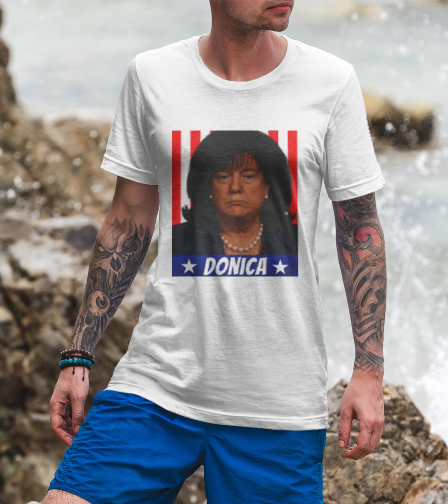 Donica Lewinsky 2025 Campaign Style Stars Red Stripes T-Shirt