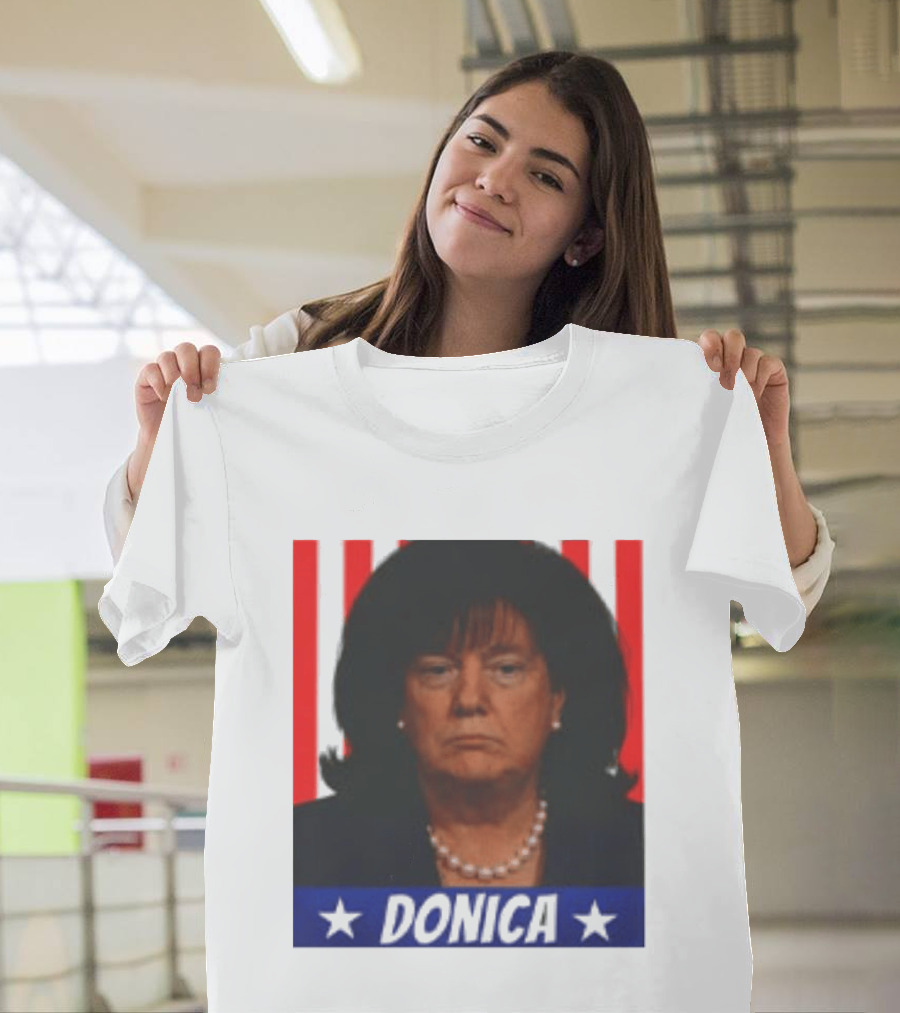 Donica Lewinsky 2025 Campaign Style Stars Red Stripes T-Shirt