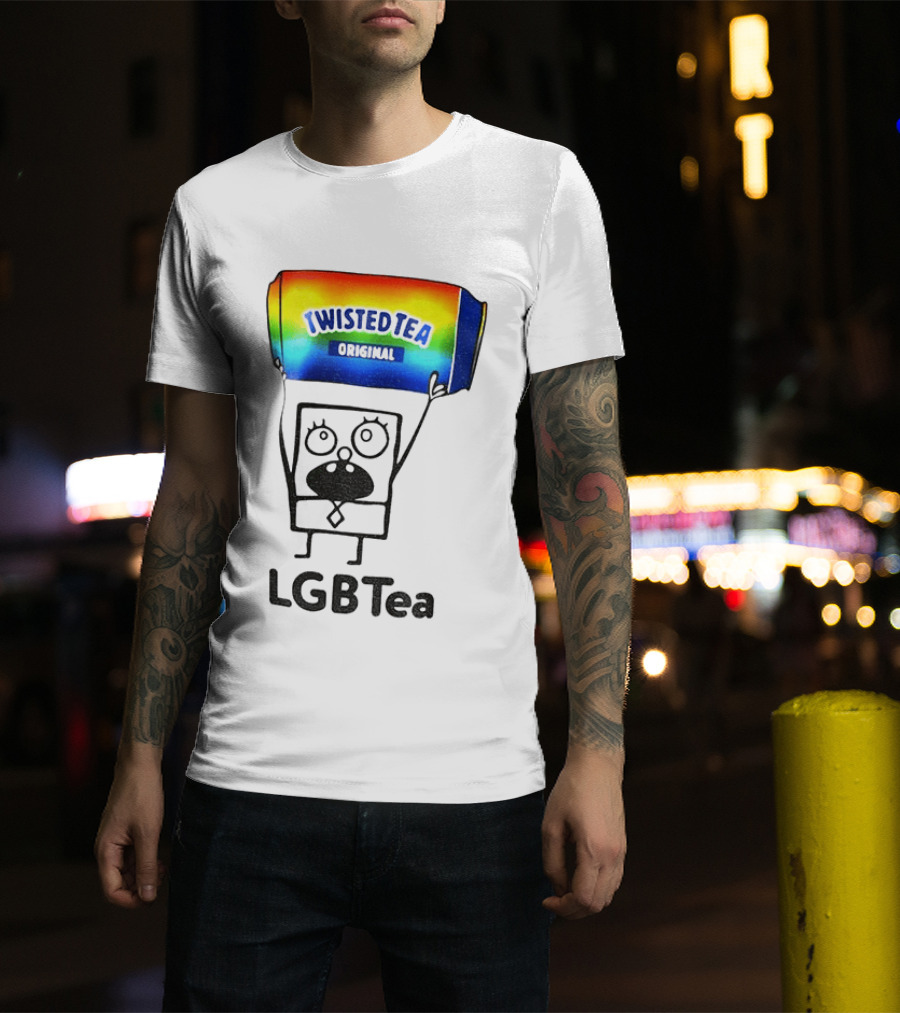Doodlebob Holding Rainbow Twisted Tea Original LGBTea Pride LGBTQ+ T-Shirt