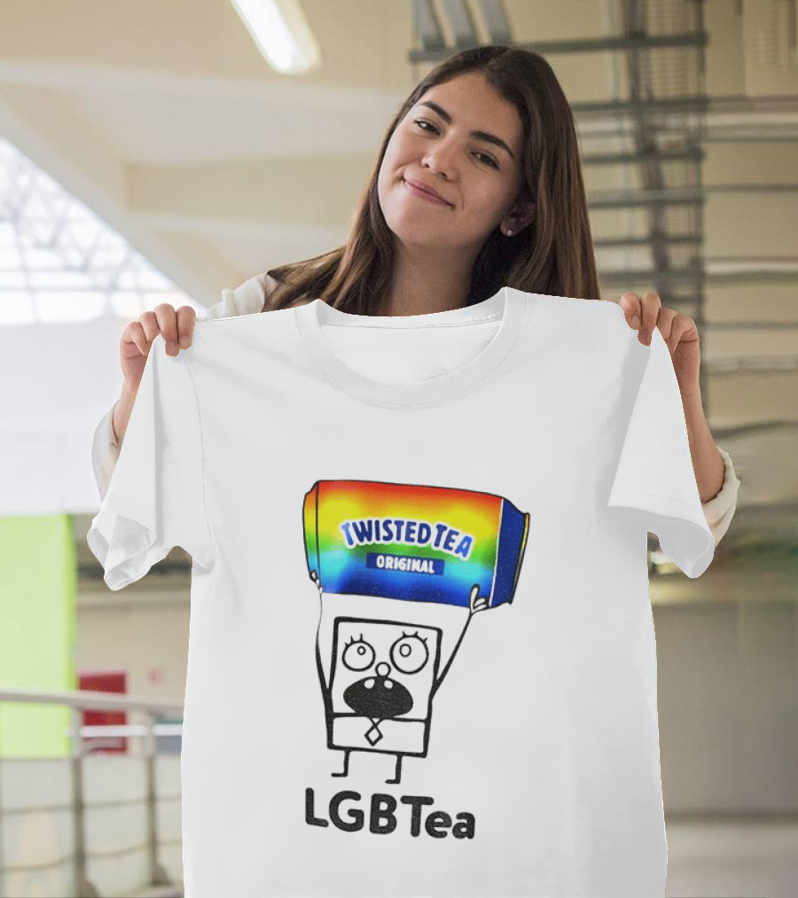 Doodlebob Holding Rainbow Twisted Tea Original LGBTea Pride LGBTQ+ T-Shirt