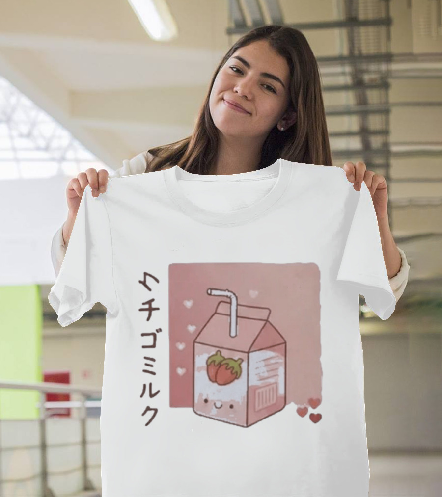 Strawberry Milk Kawaii Cartoon Fight Or Flight Lucas Reyes T-Shirt