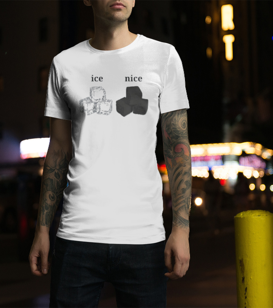 Ice Vs Nice Cubes Playful Word T-Shirt