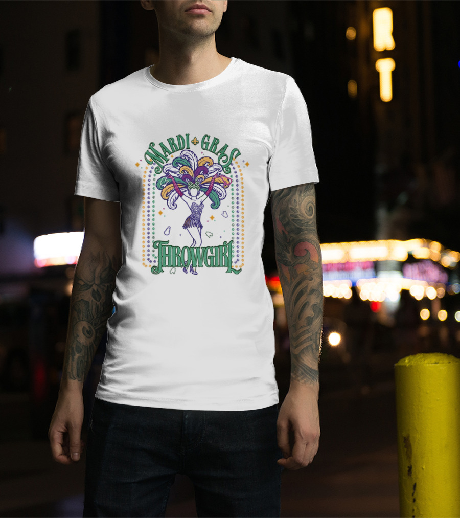 Mardi Gras Throw Girl Feather Dance Costume Celebration T-Shirt