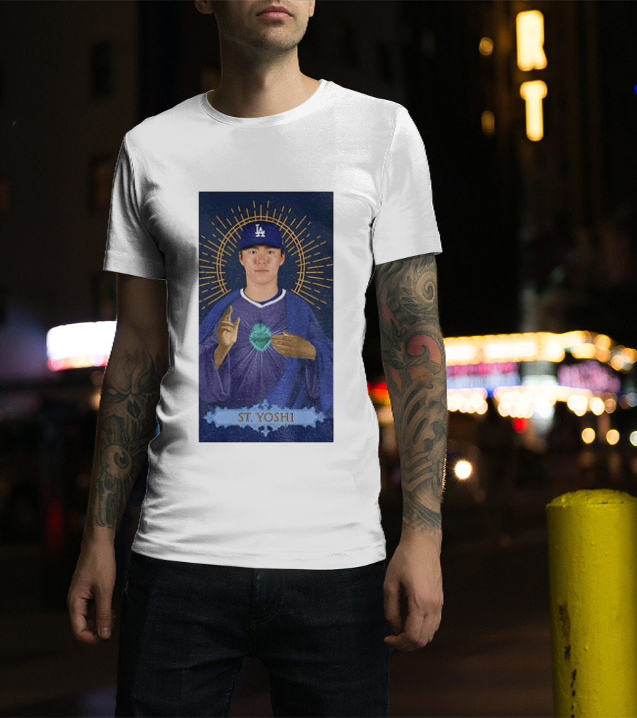 Yoshinobu Yamamoto Dodgers St. Yoshi Halo Icon MLB T-Shirt