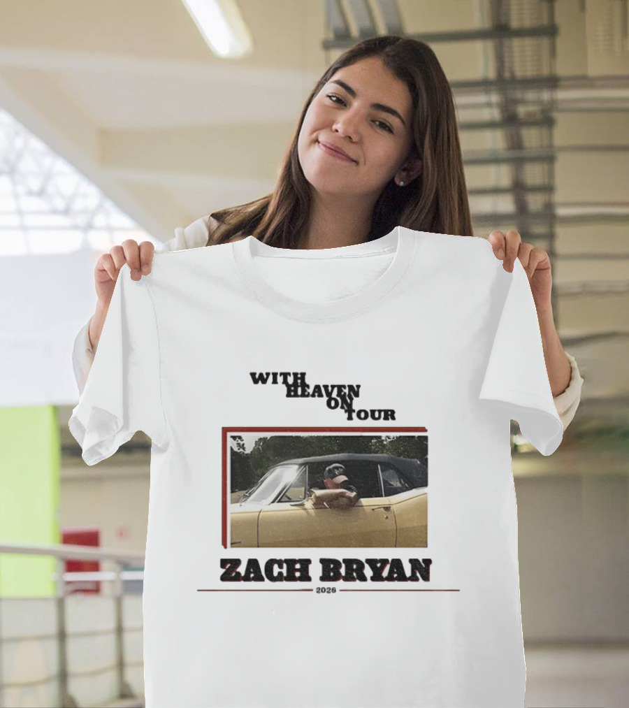Zach Bryan With Heaven On Tour 2026 Yellow Convertible Country Music T-Shirt