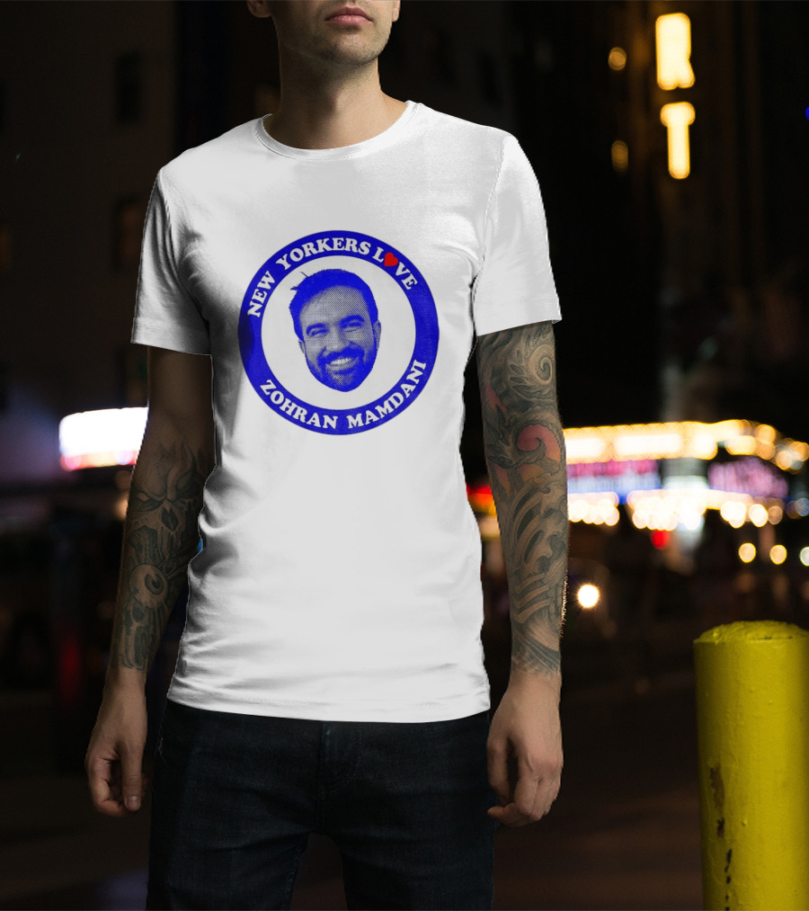 New Yorkers Love Zohran Mamdani Big Head Circular T-Shirt
