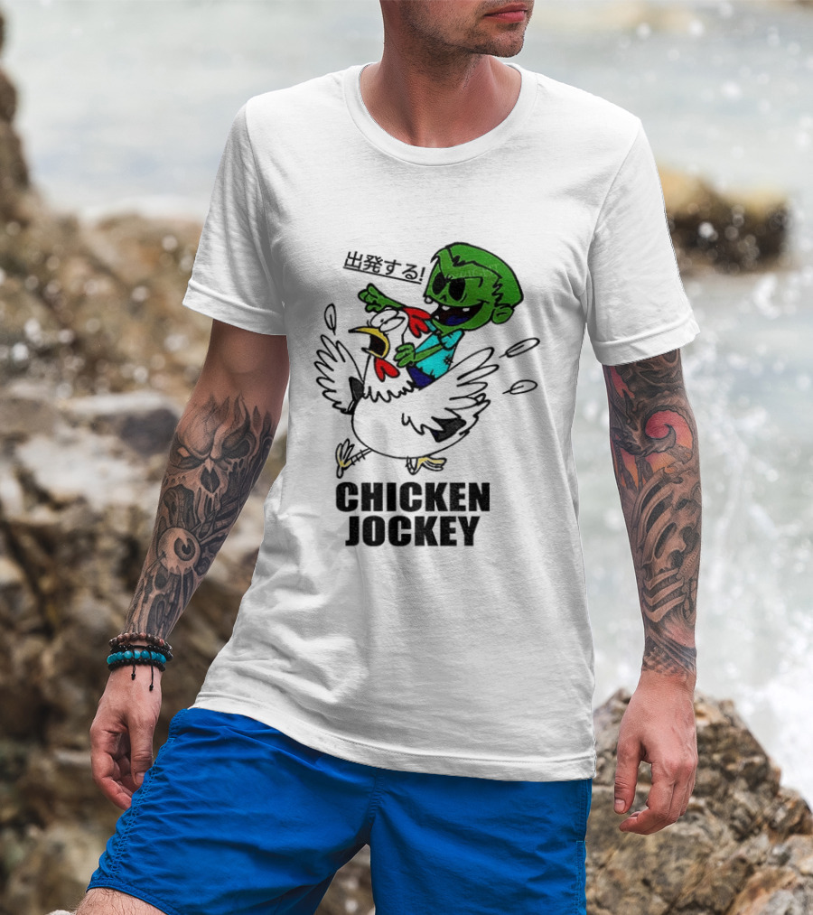 Zombie Chicken Jockey Exclamation Anime T-Shirt