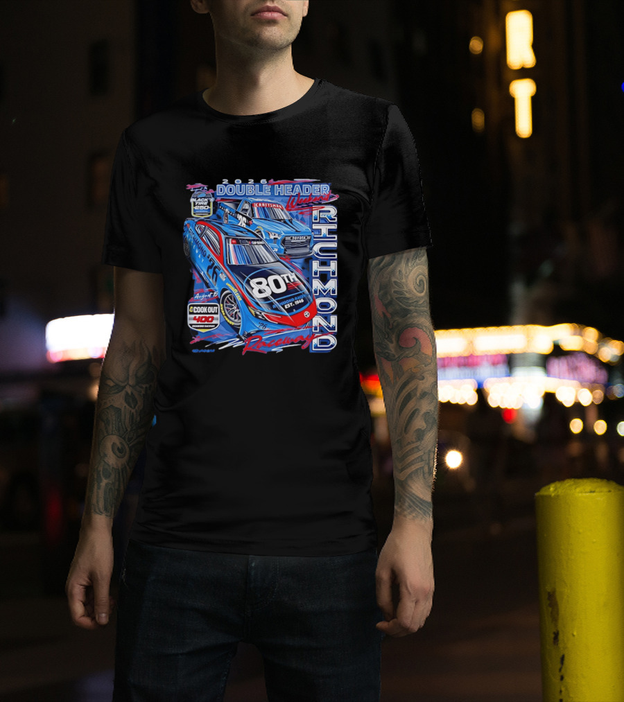 2026 Richmond Raceway Double Header Weekend 80th Anniversary Black Tire 250 Cook Out 400 T-Shirt