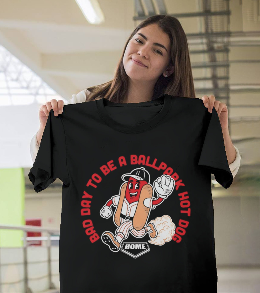 Bad Day To Be A Ballpark Hot Dog Cleveland Baseball Cartoon T-Shirt