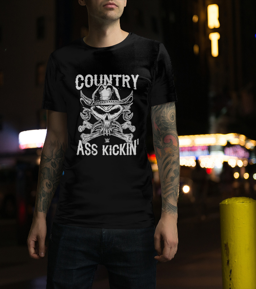 WWE Brock Lesnar Country Ass Kickin Cowboy Skull And Crossbones T-Shirt