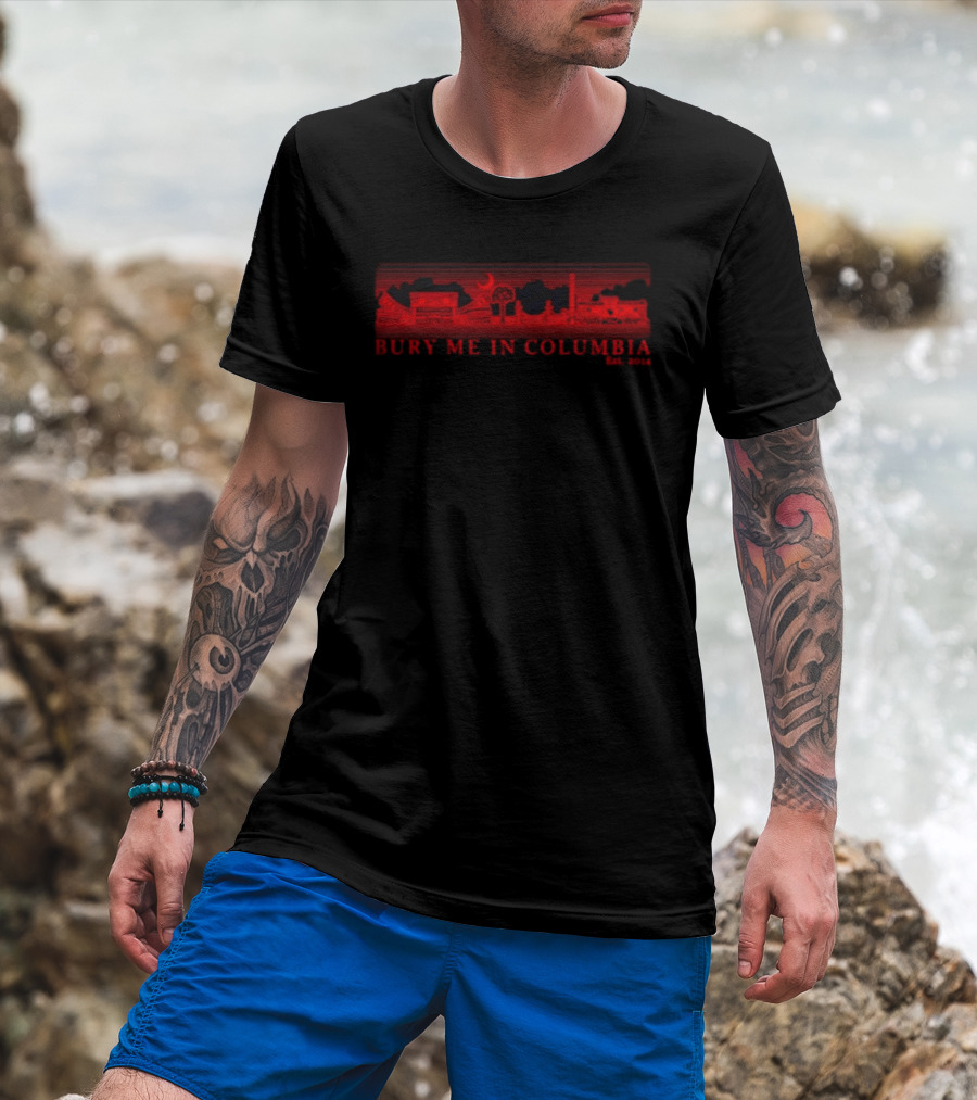 Bury Me In Columbia City Skyline Est 2014 Moon And Trees T-Shirt