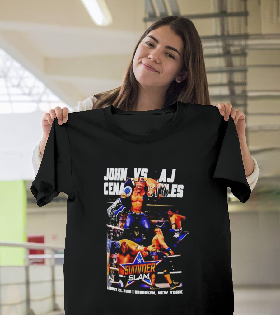 John Cena Vs AJ Styles WWE SummerSlam 2016 Barclays Center August 21 Brooklyn New York T-Shirt