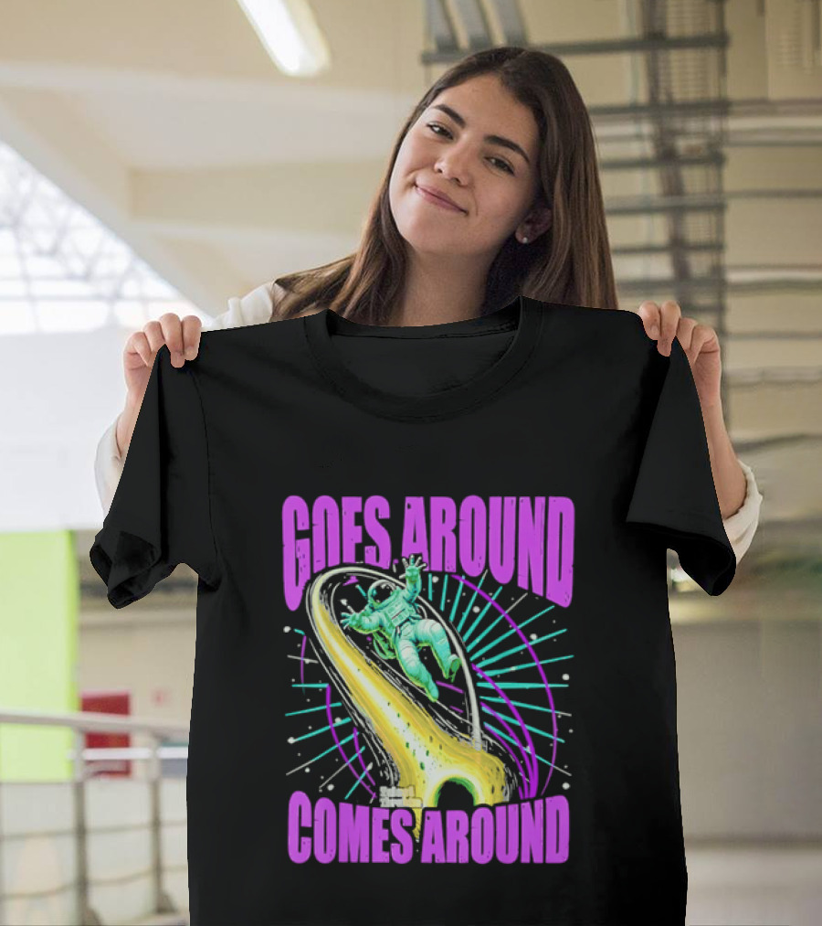 Goes Around Comes Around Astronaut Floating Space Retro Aesthetic T-Shirt