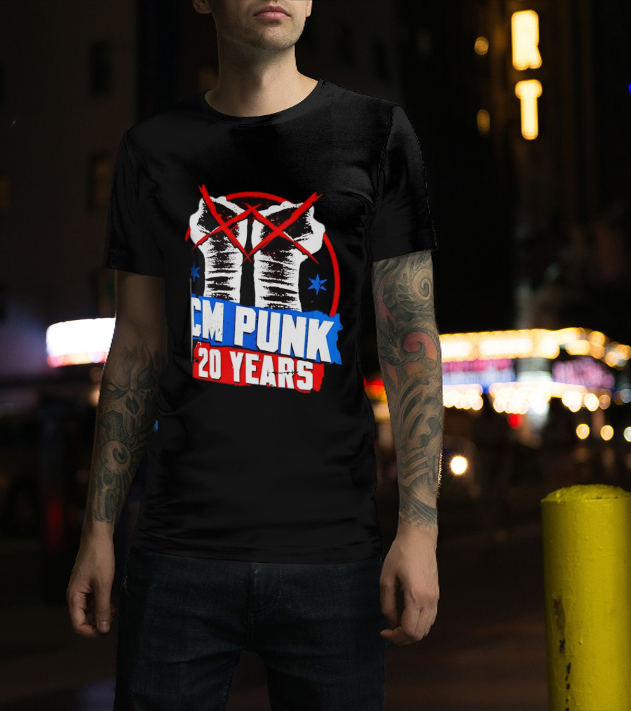 CM Punk 20 Years WWE Fists T-Shirt