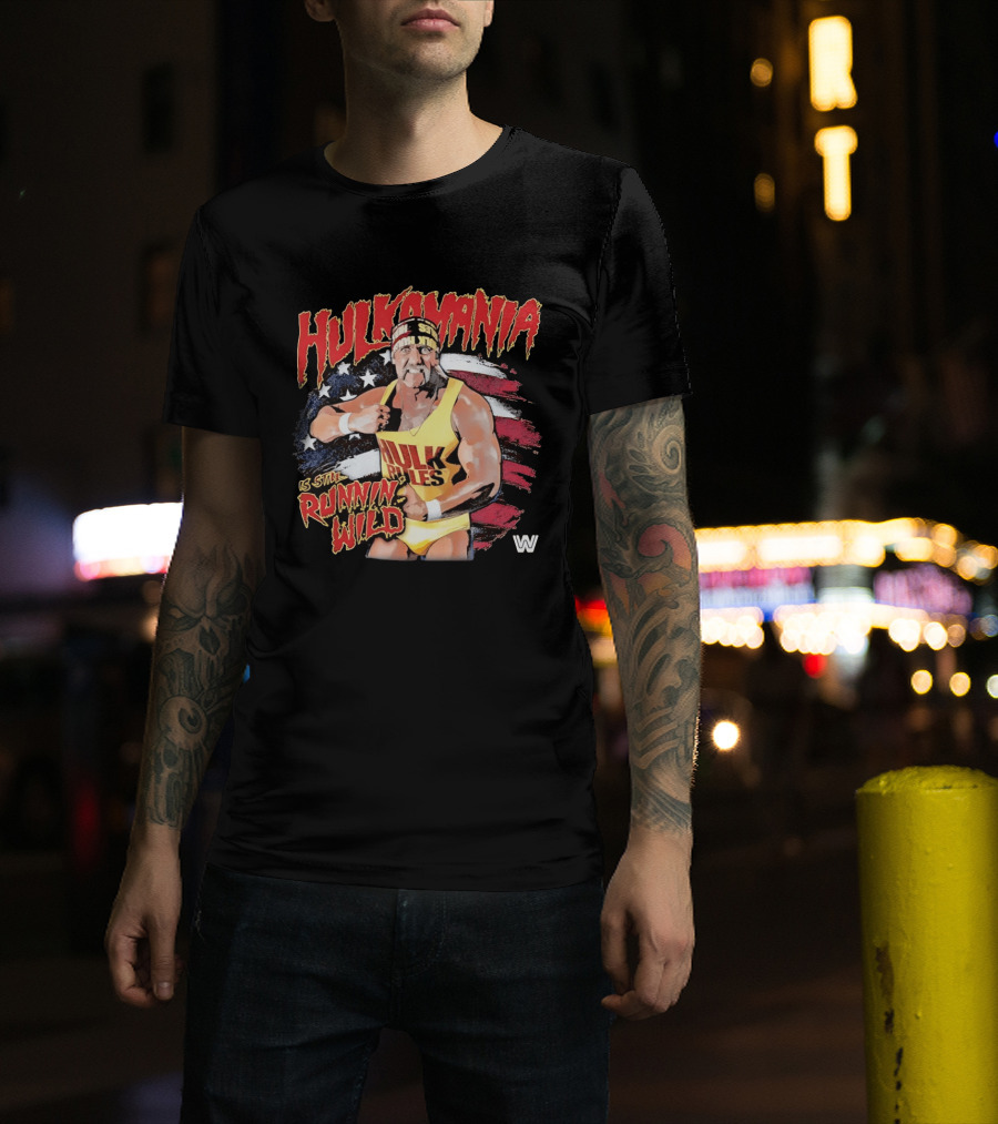 Hulk Hogan Hulkamania Runnin Wild American Flag WWE T-Shirt