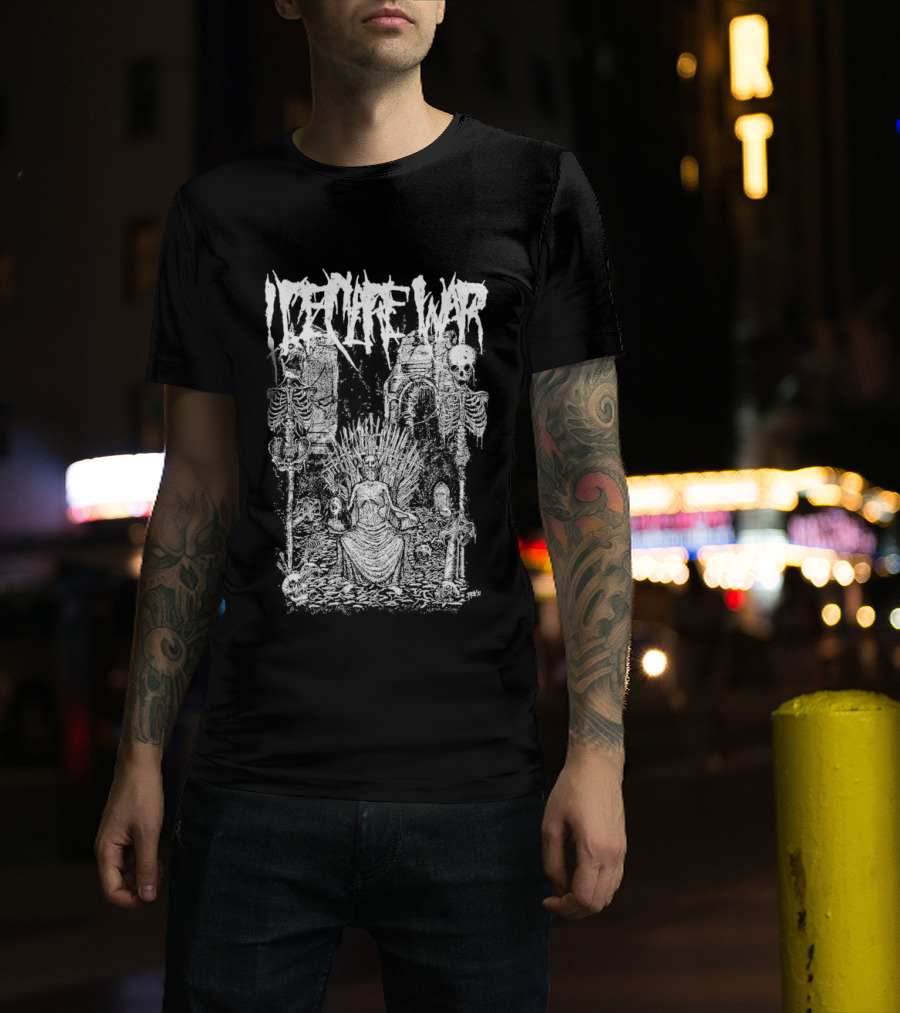 I Declare War Throne Skeleton Warriors Medieval Battle Scene T-Shirt