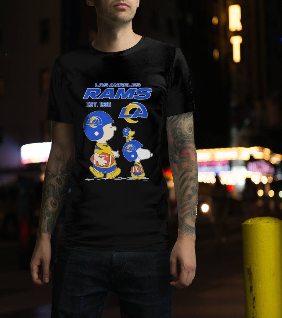 Snoopy Charlie Brown Los Angeles Rams 1936 Football Team LA T-Shirt