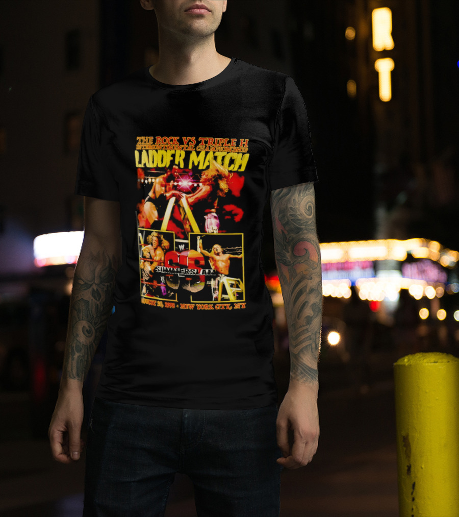 WWE SummerSlam 1998 The Rock Vs Triple H Ladder Match Intercontinental Championship New York City T-Shirt