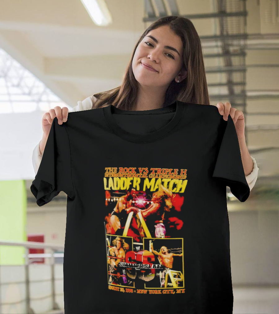 WWE SummerSlam 1998 The Rock Vs Triple H Ladder Match Intercontinental Championship New York City T-Shirt